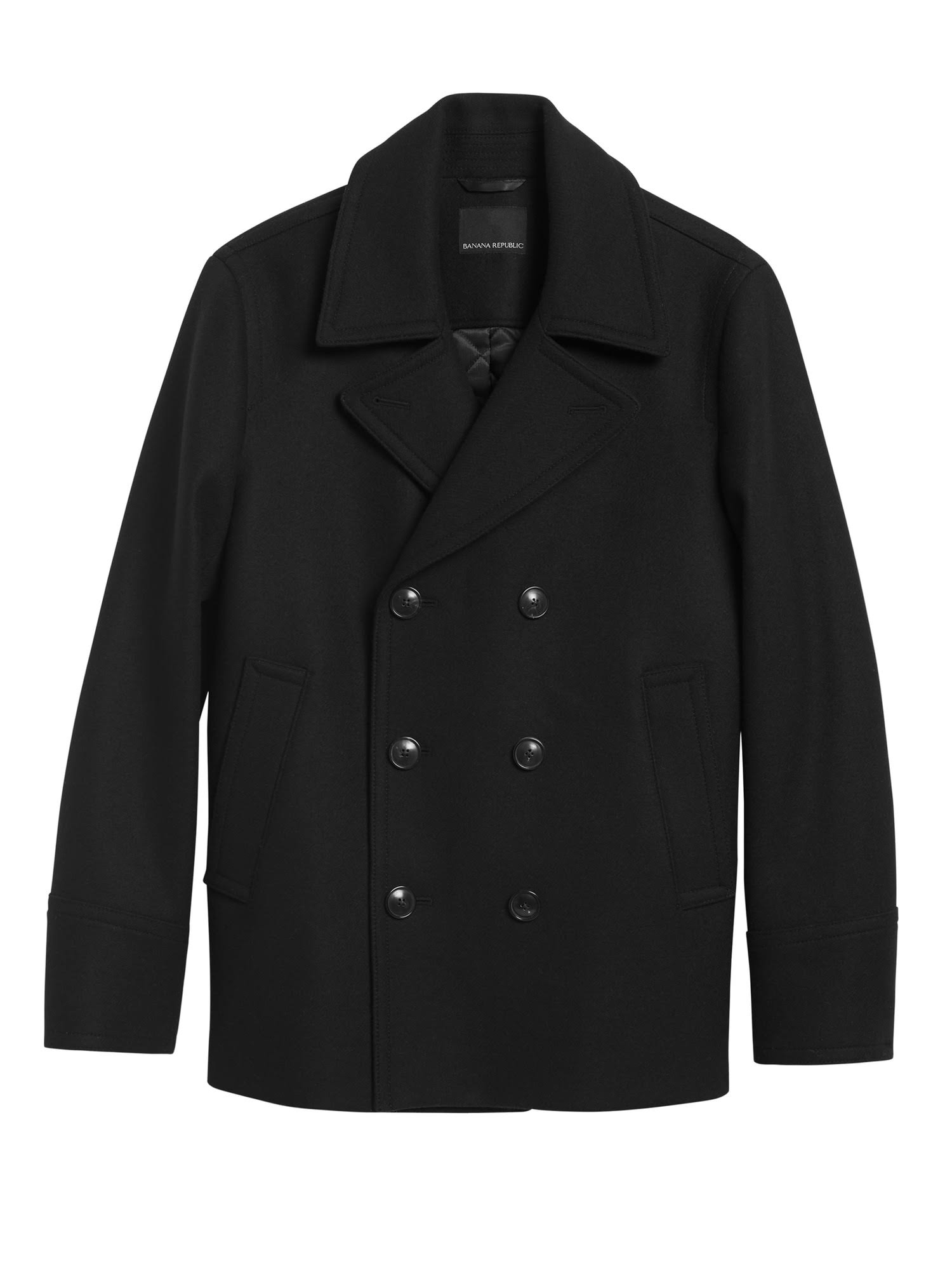 Banana Republic Men's Italian Melton Peacoat Black Size L