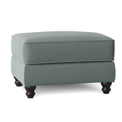 Birch Lane Woburn 31x22 Rectangle Standard Ottoman Body Fabric: Sunbrella Canvas Spa, Leg Color: Black Walnut