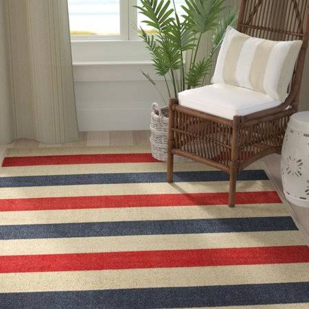 Wildermuth Sailor Stripe Red/Blue Area Rug Breakwater Bay Rug Size: Rectangle 5& x 8&