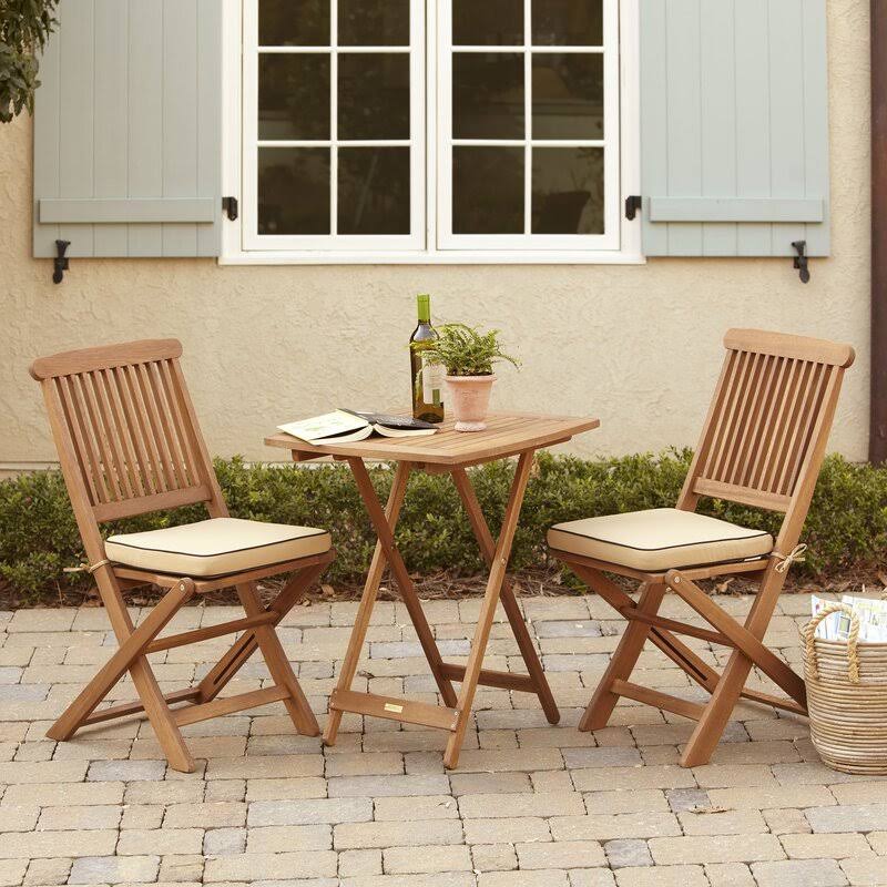 Roseland 3 Piece Bistro Set with Cushions Beachcrest Home Cushion Color: Beige
