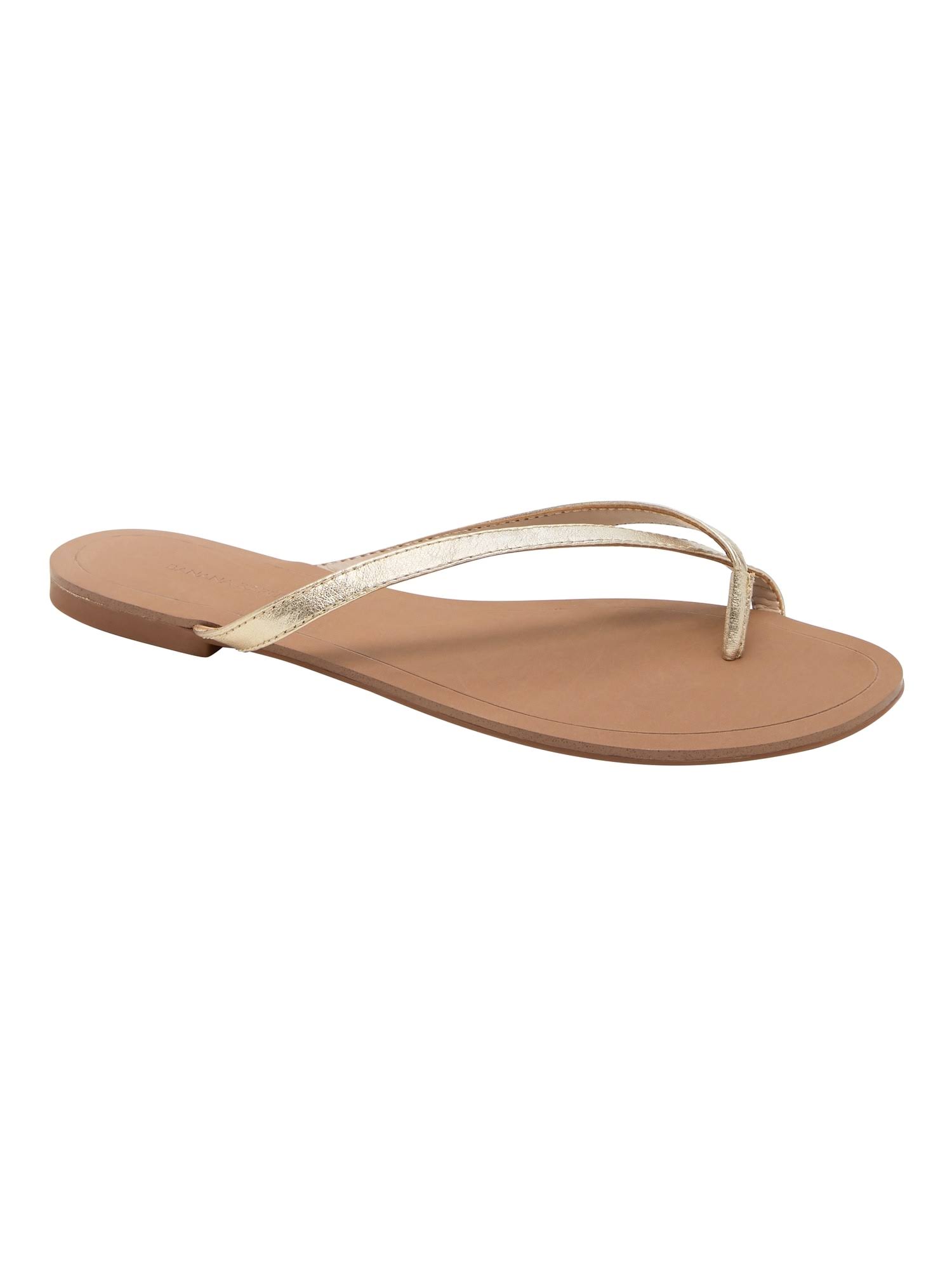 Banana Republic Women's Flip Flop Sandal Champagne Gold Leather Size 8