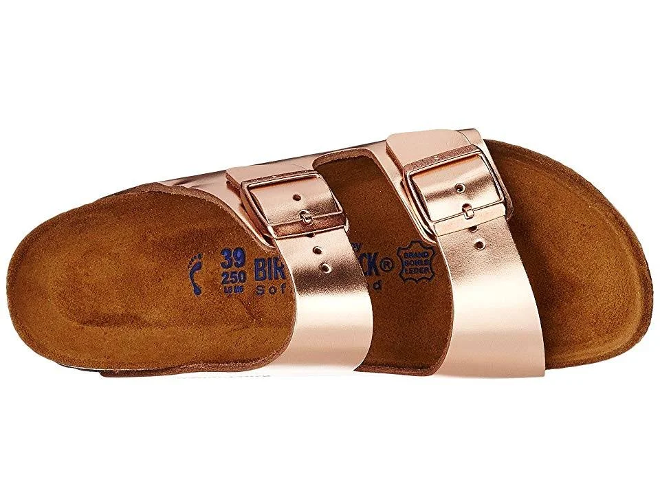 Birkenstock Women's Arizona Metallic Copper Leather Soft Footbed