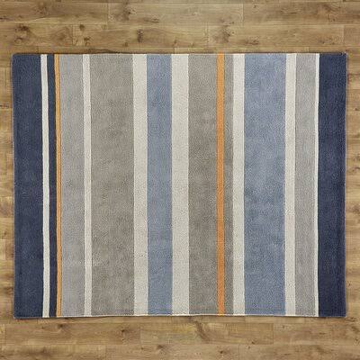 Orrwell Striped Handmade Tufted Bright blue/navy Area Rug Birch Lane Rug Size: Rectangle 3& x 5&