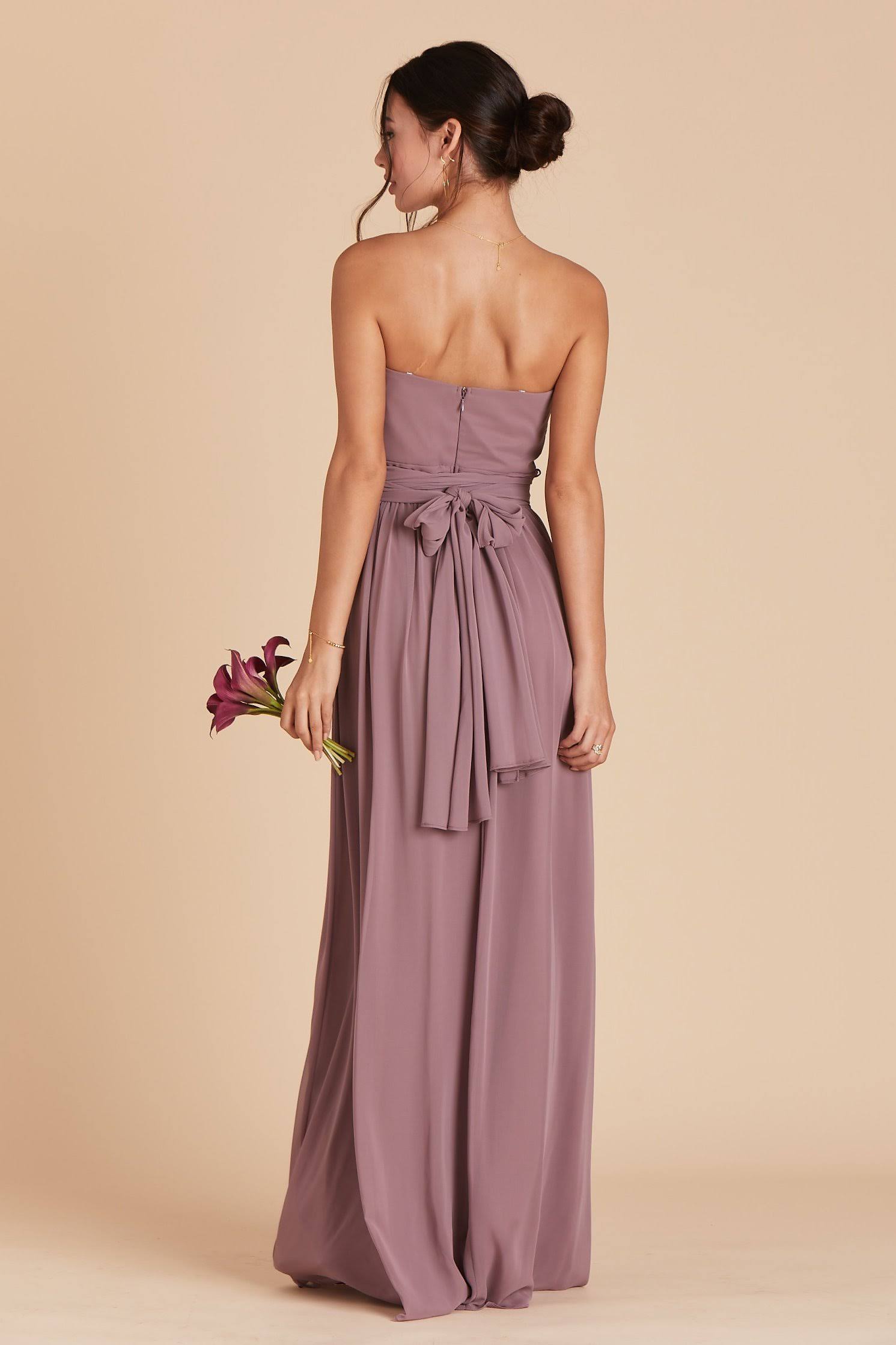 Birdy Grey Grace Convertible Chiffon Bridesmaid Dress in Dark Mauve Xs / Dark Mauve / No Slit