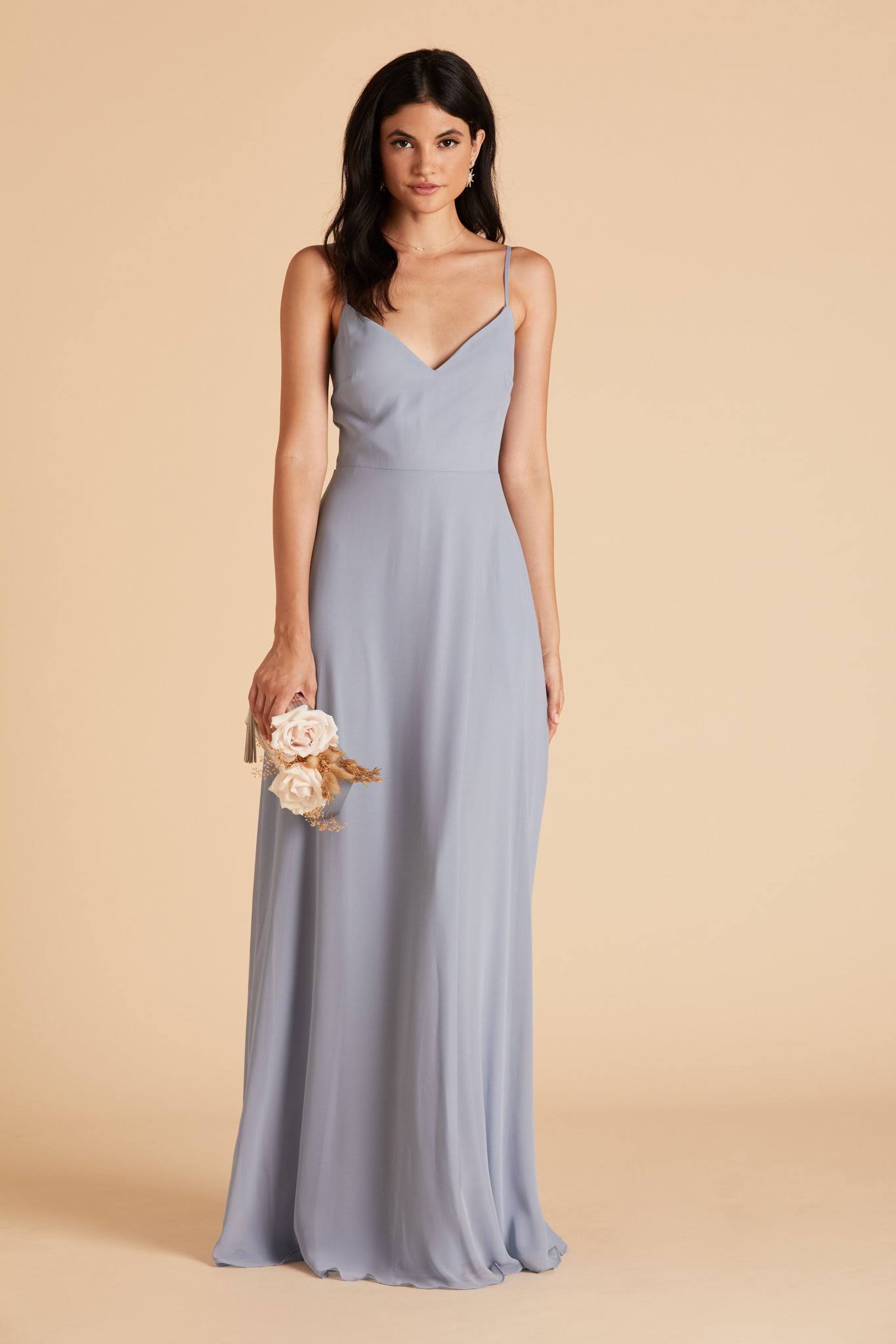 Birdy Grey Devin Convertible Chiffon Bridesmaid Dress in Dusty Blue M / Dusty Blue / No Slit