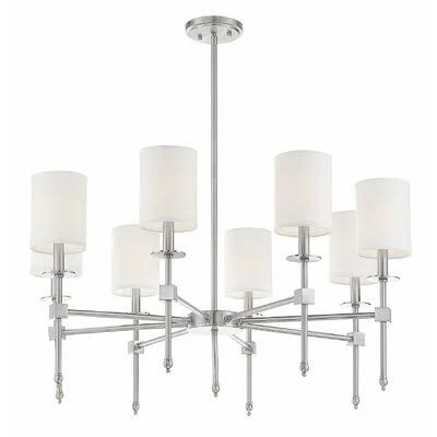 Neville 8 - Light Shaded Classic / Traditional Chandelier Wrought Studio Finish: Satin Nickel