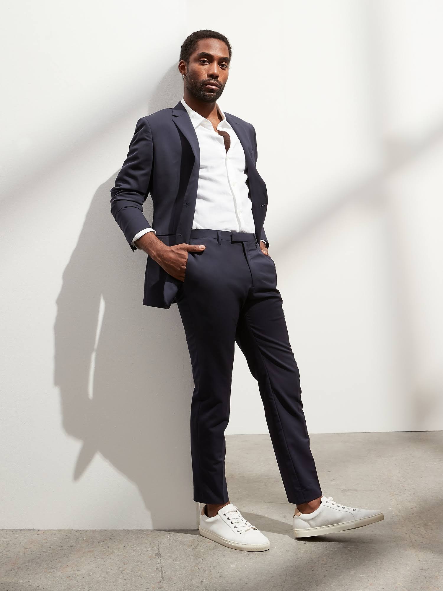 Banana Republic Men's Slim Solid Italian Wool Suit Pant Navy Size 34W 30L