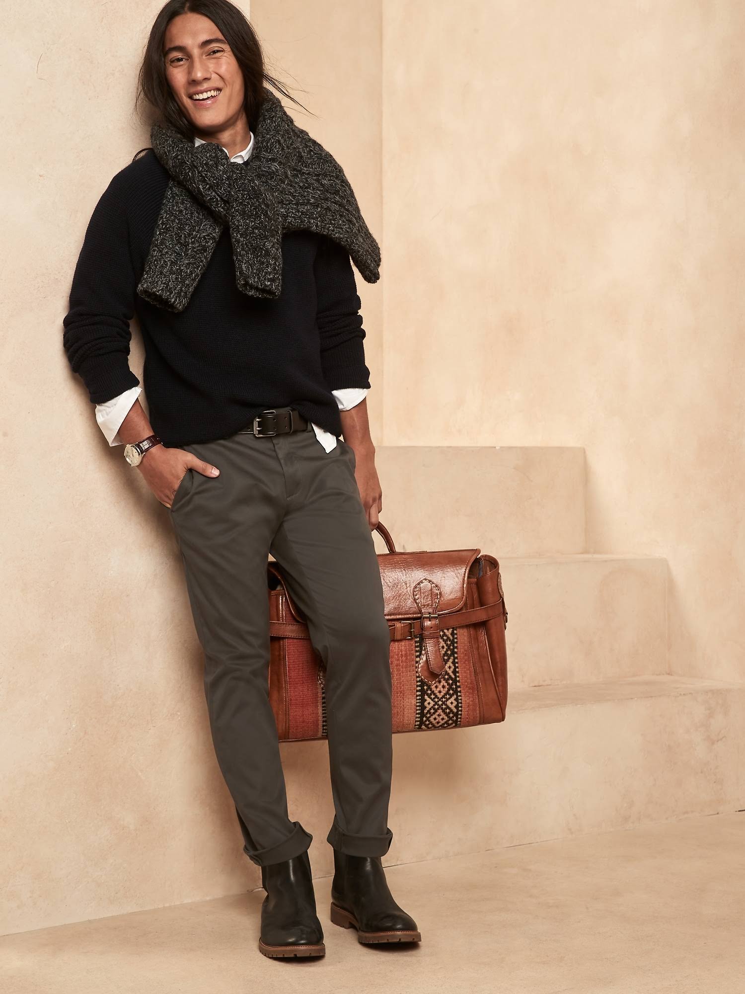 Banana Republic Men's Skinny Rapid Movement Chino Pant Charcoal Gray Size 31W 30L