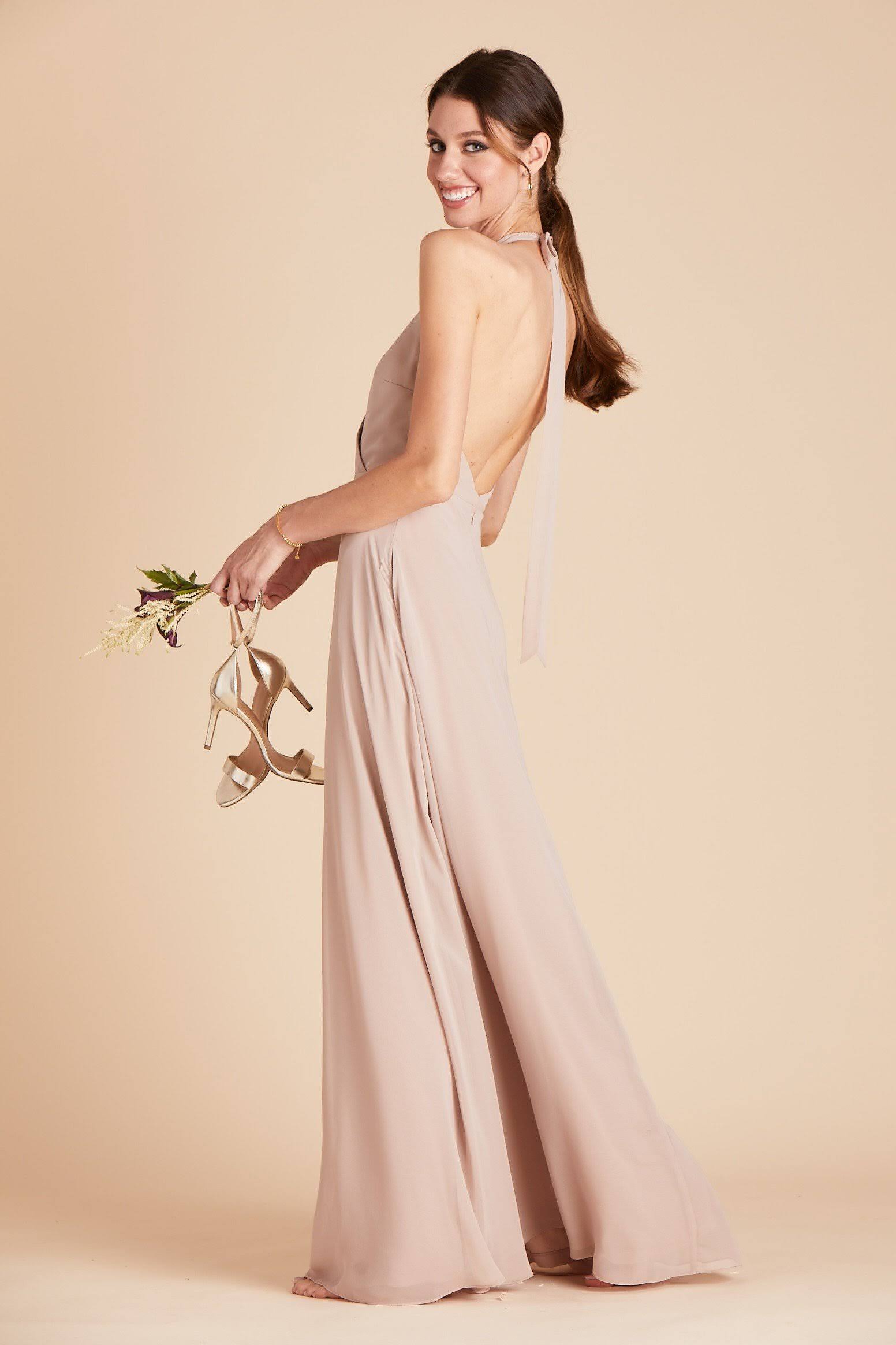 Birdy Grey Moni Convertible Chiffon Bridesmaid Dress in Taupe 3XL / Taupe