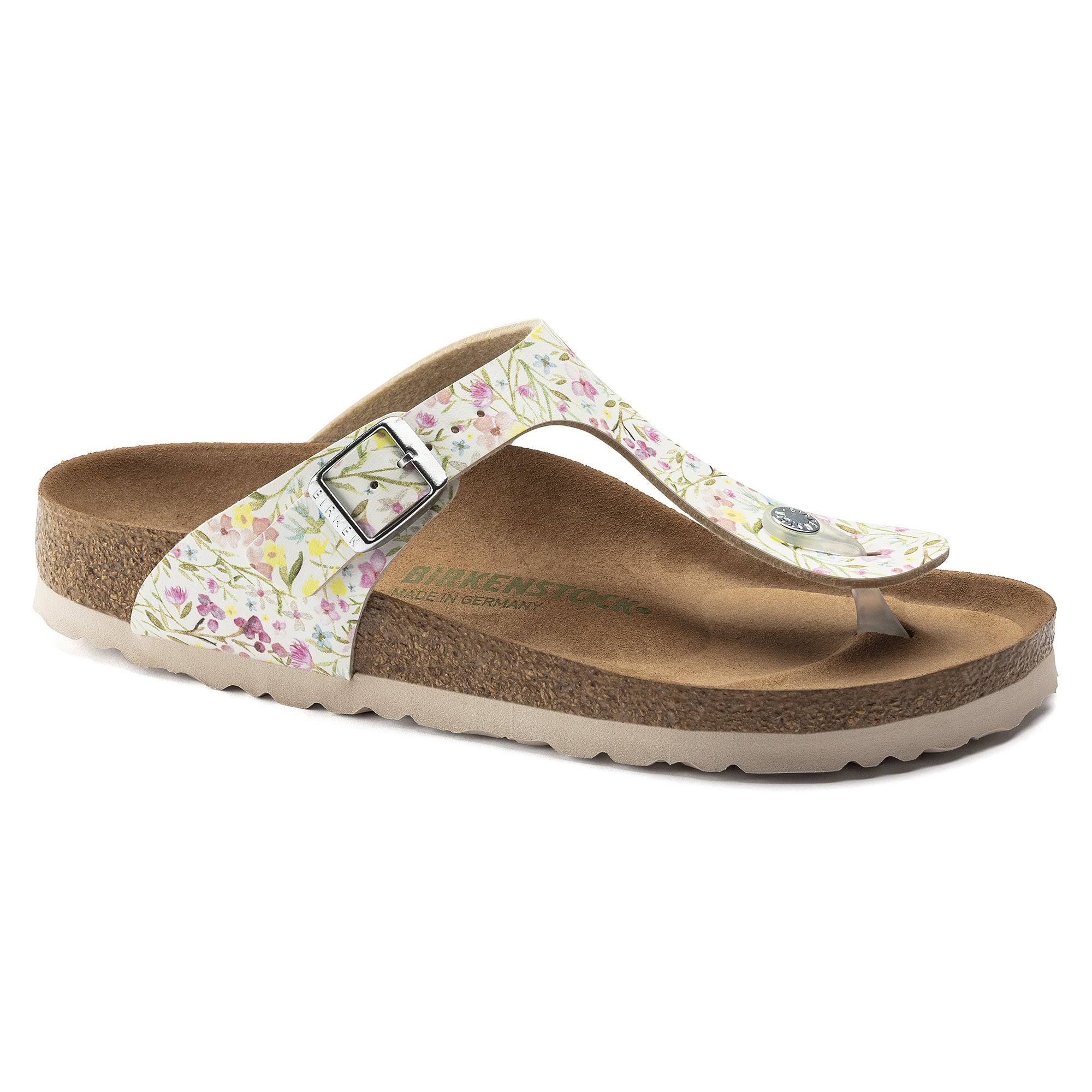 Birkenstock Women's Gizeh Vegan Sandals - Watercolor Flower White