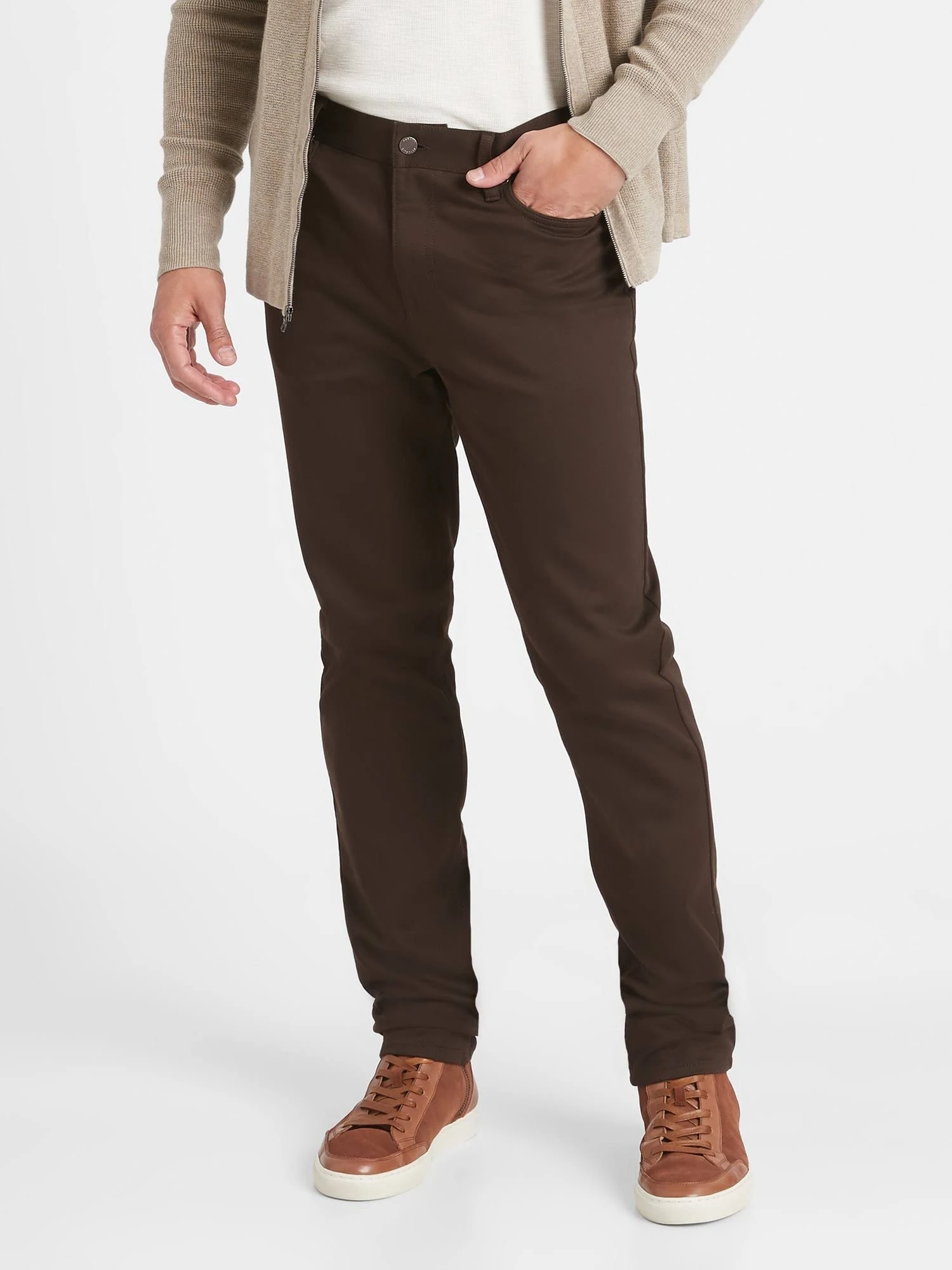 Banana Republic Men's Slim Traveler Pant Brown Coffee Bean Size 31W 34L