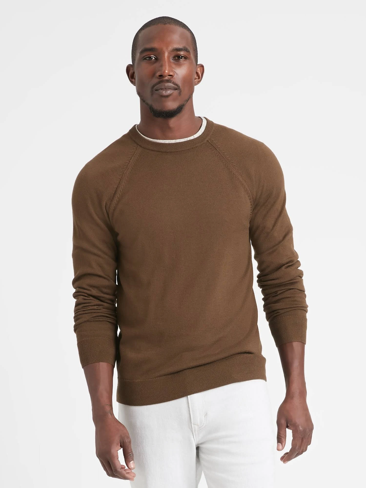 Banana Republic Men's Italian Merino Crew Sweater-Neck Sweater Rich Chocolate Size S