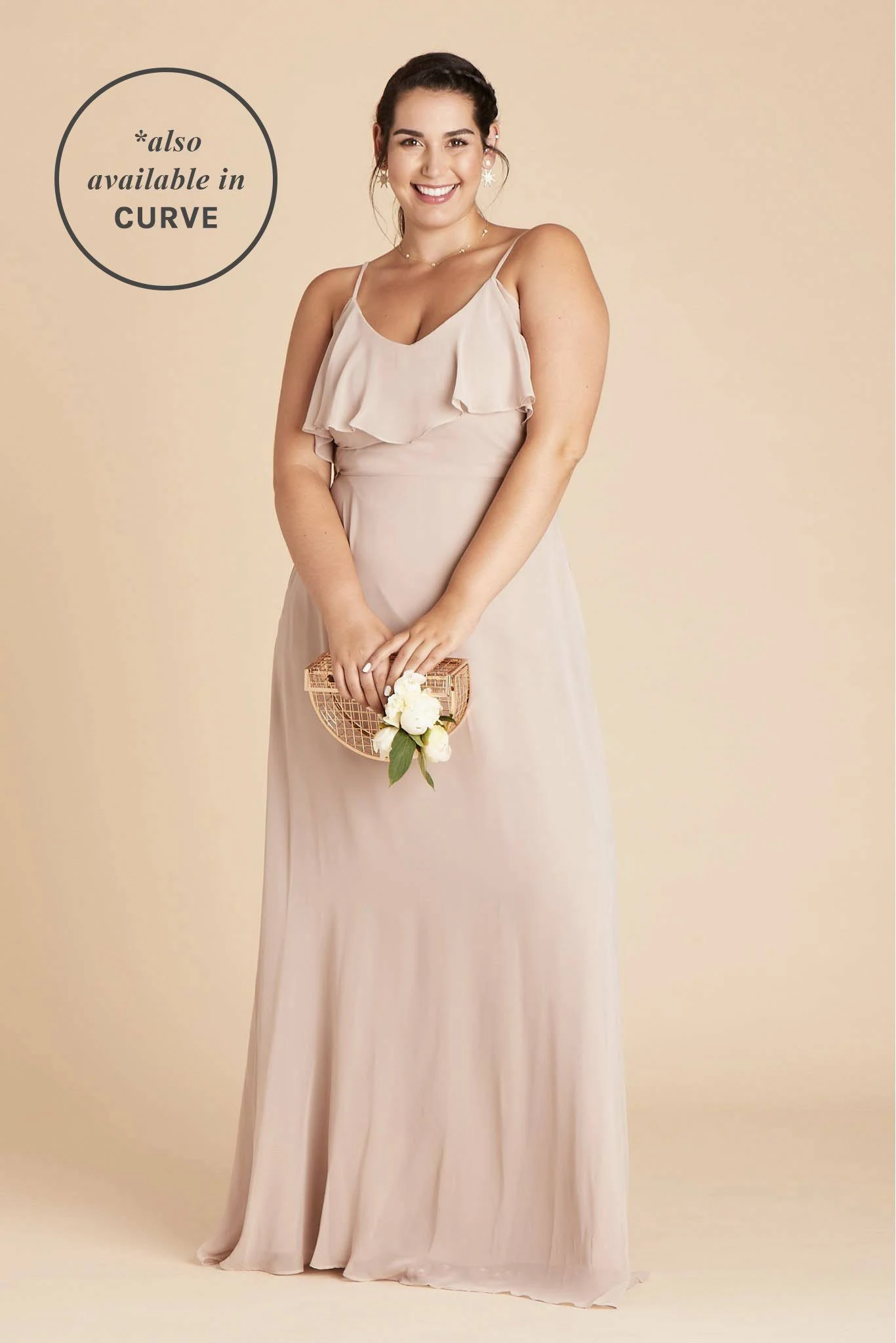 Birdy Grey Jane Convertible Chiffon Bridesmaid Dress in Taupe L / Taupe