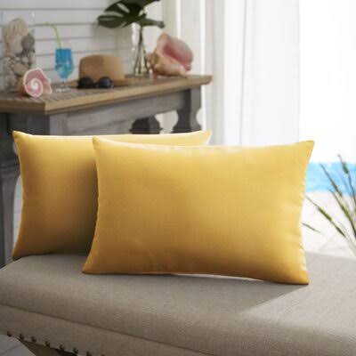 Frierson Outdoor Rectangular Pillow Cover & Insert Birch Lane Color: Butter Yellow, Size: 14x22 x 24x22