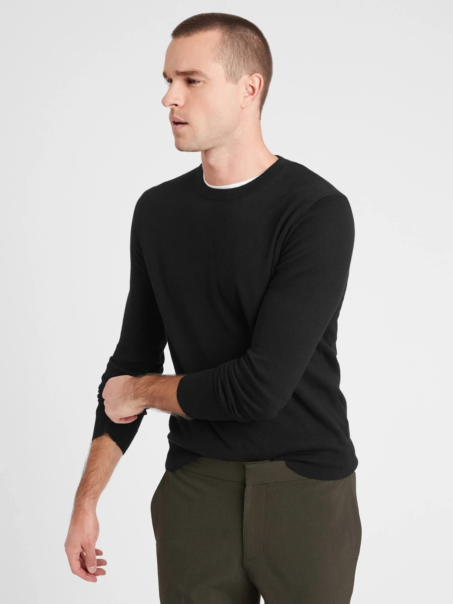 men's Premium Luxe Crew-Neck Sweater Black