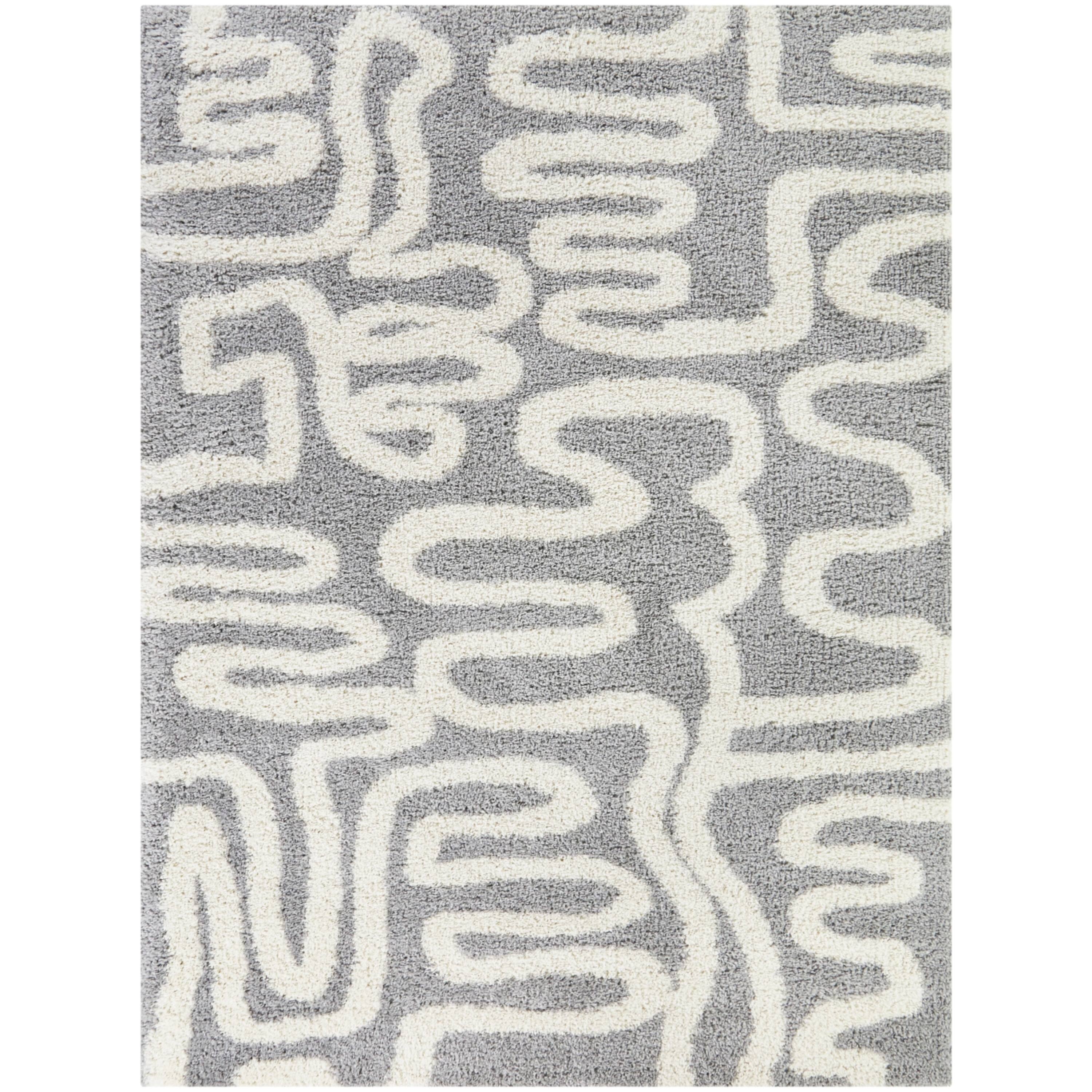 Terence Abstract Shag Area Rug - 7&10x22 x 10& - Grey