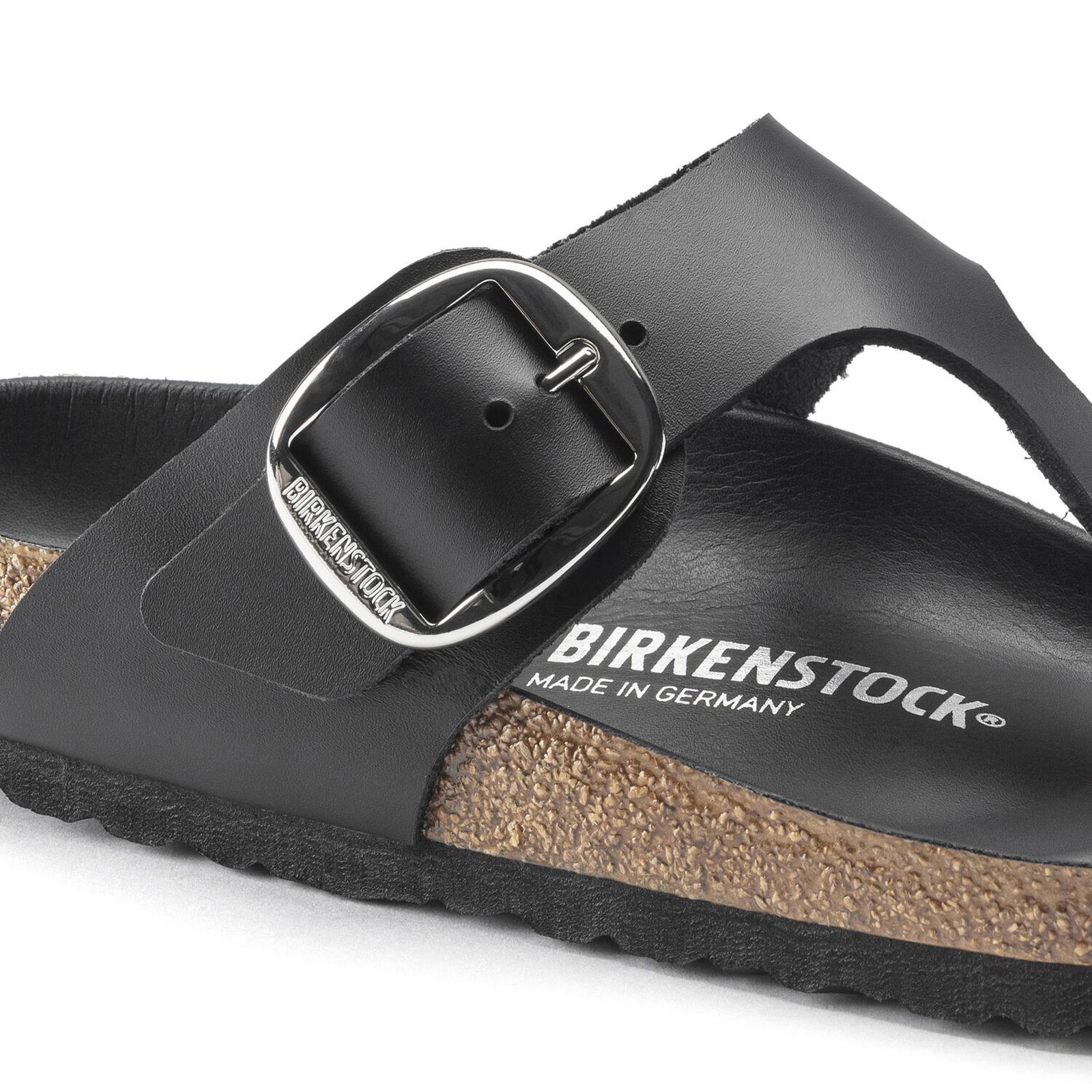 Birkenstock Gizeh Big Buckle Natural Leather Black Thong Sandals