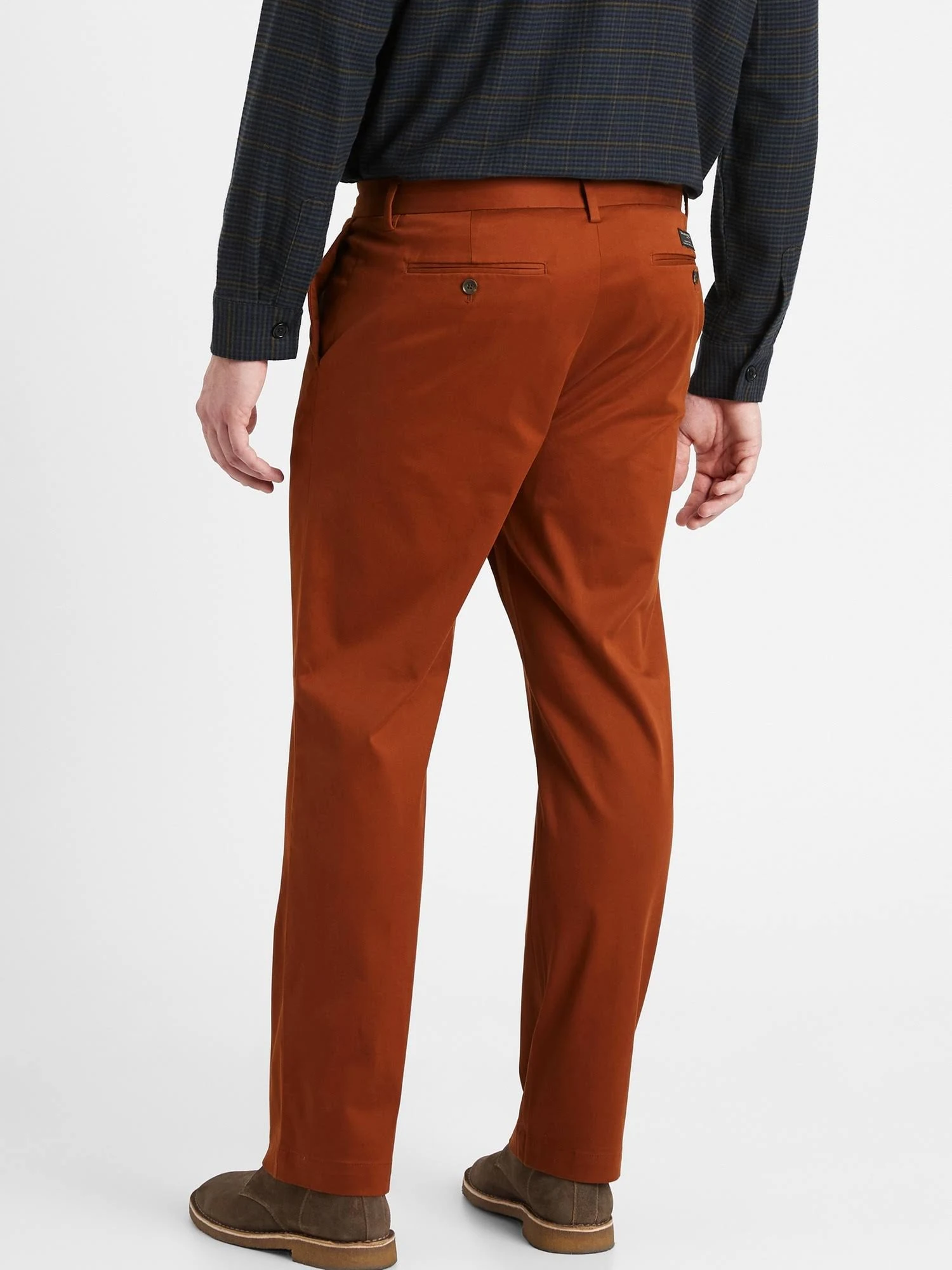 Banana Republic Men's Emerson Straight Rapid Movement Chino Pant Rust Brown Tall Size 35W 36L