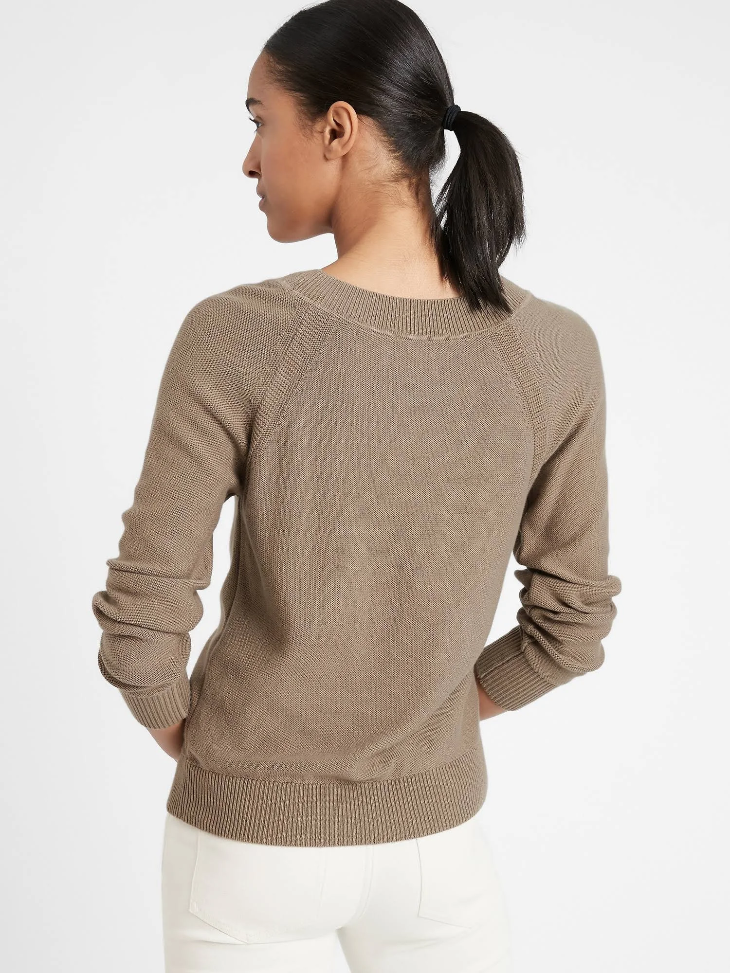 Banana Republic Women's Organic Cotton Scoop-Neck Sweater Fresh Taupe Size Xs