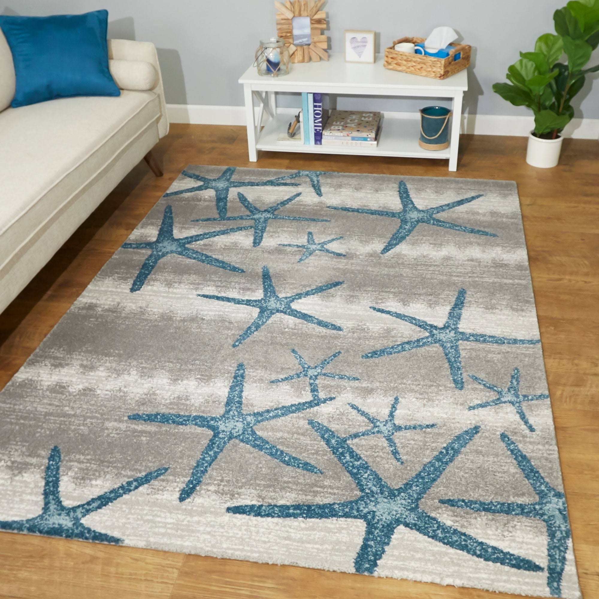 Martin Coastal Starfish Area Rug - 6&7x22 x 9& - Gray