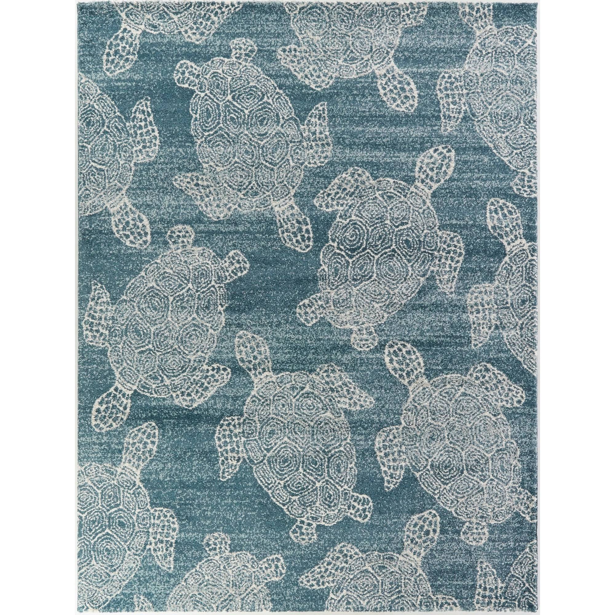Folse Coastal Turtle Area Rug - Blue - 7&10x22 x 10&