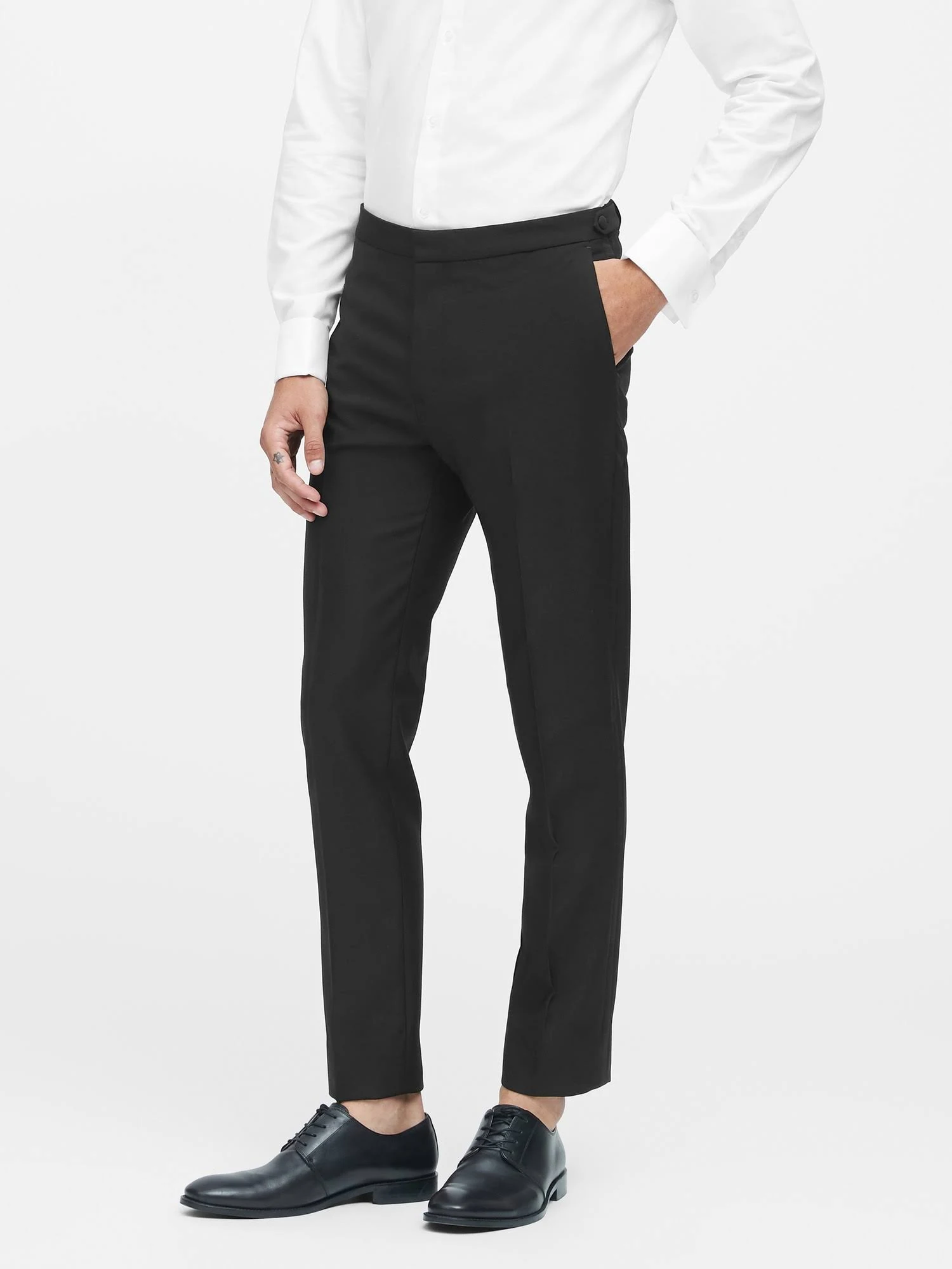 Banana Republic Men's Slim Tapered Italian Wool Tuxedo Pant Black Size 32W 32L