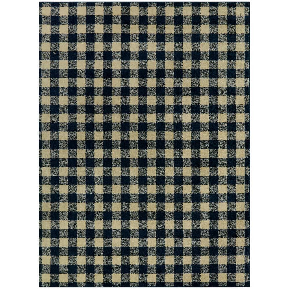 Balta Rogers Navy 5 ft. x 7 ft. Gingham Area Rug, Blue