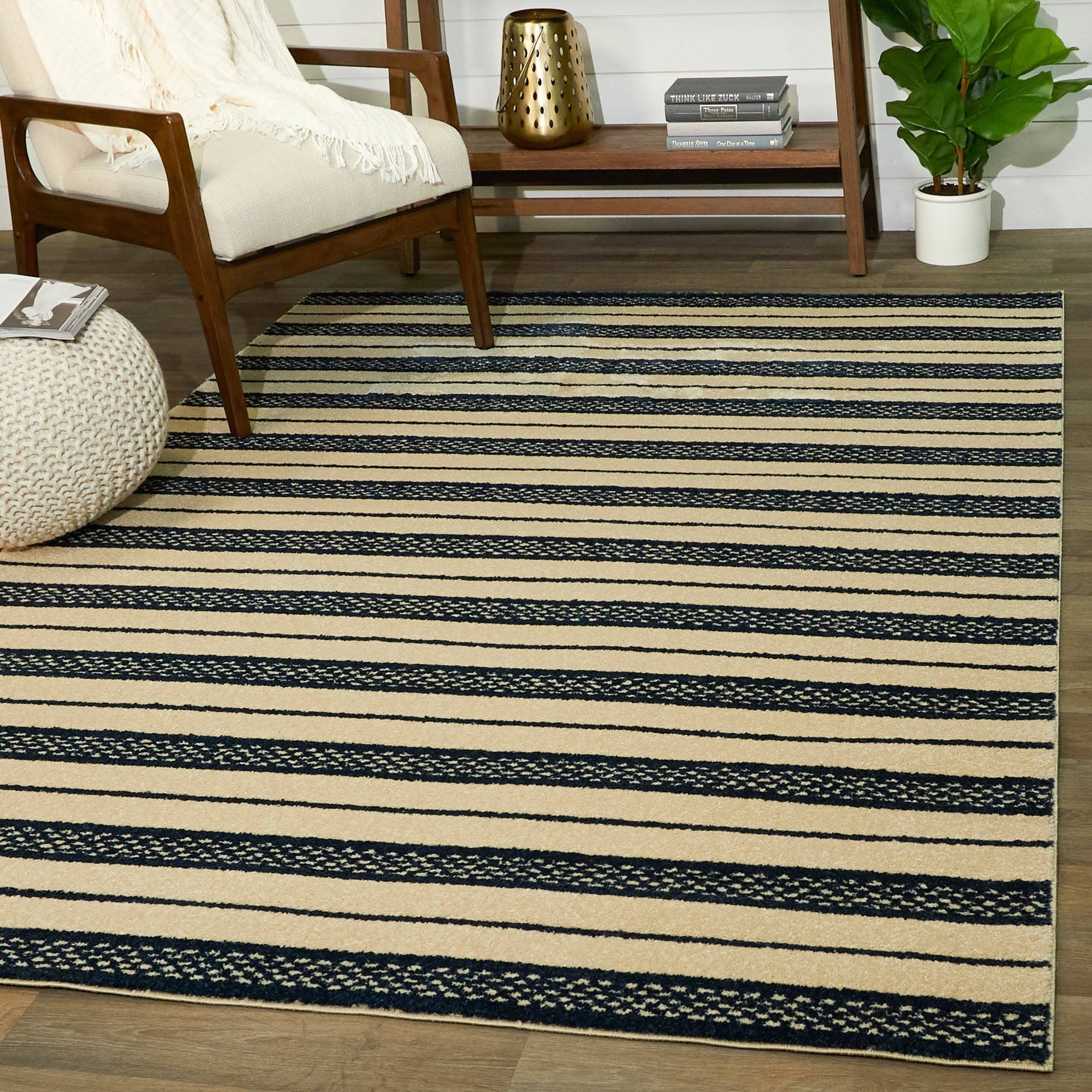 BALTA Messina Navy/Cream 5 ft. x 7 ft. Striped Area Rug