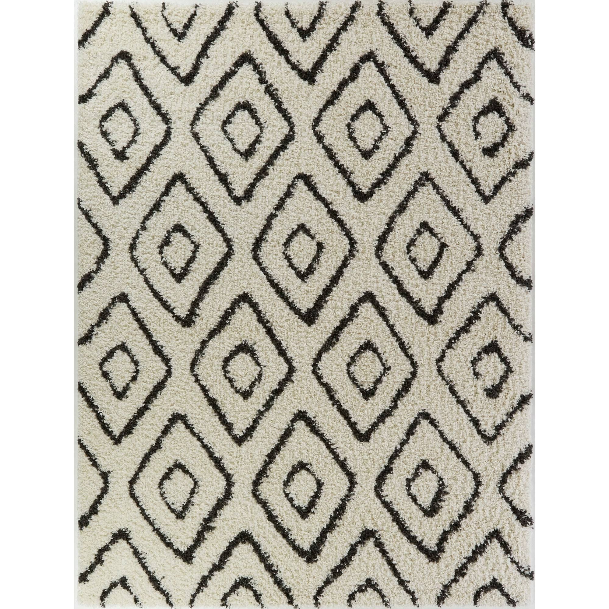 Levinson Diamond Shag Area Rug - 7&10x22 x 10& - Cream