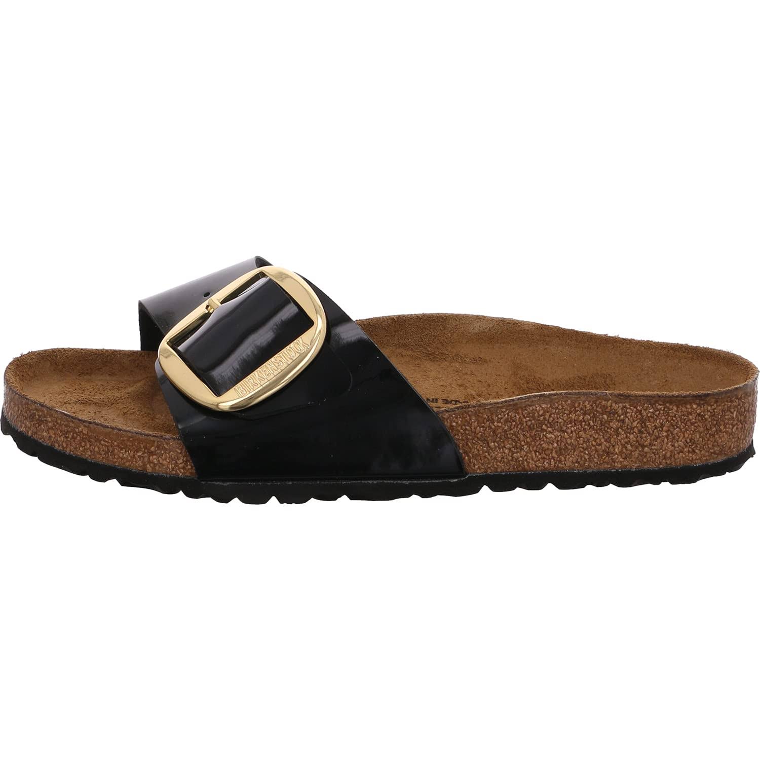 Birkenstock Unisex Madrid Big Buckle Birko-Flor Sandal Patent Black 38