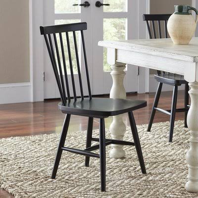 Solid Wood Slat Back Side Chair (Set of 2) Birch Lane Color: Black