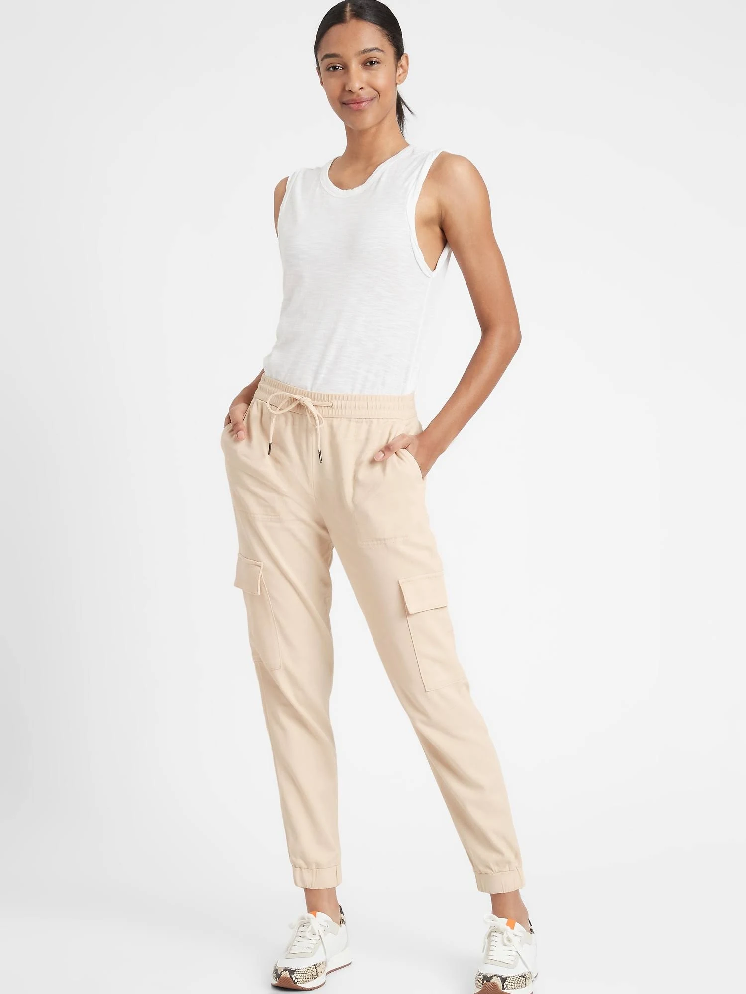 Banana Republic Women's Twill Utility Jogger Offwhite Size XL