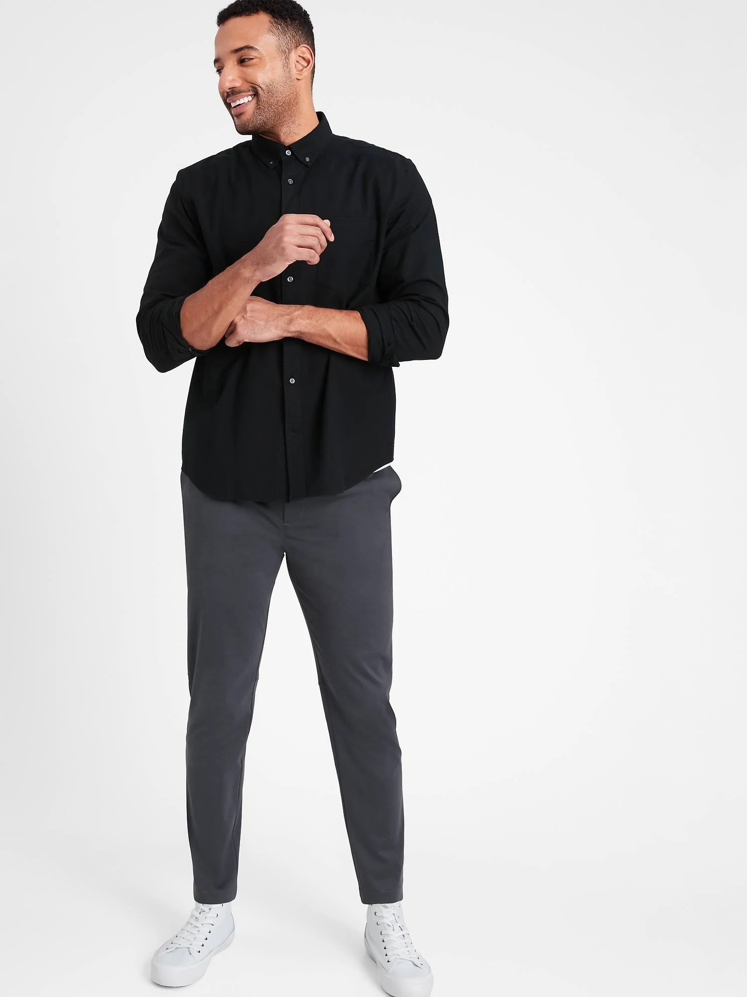 Banana Republic Men's Slim Luxe City Pant with Core Temp Technology Charcoal Gray Size 35W 32L