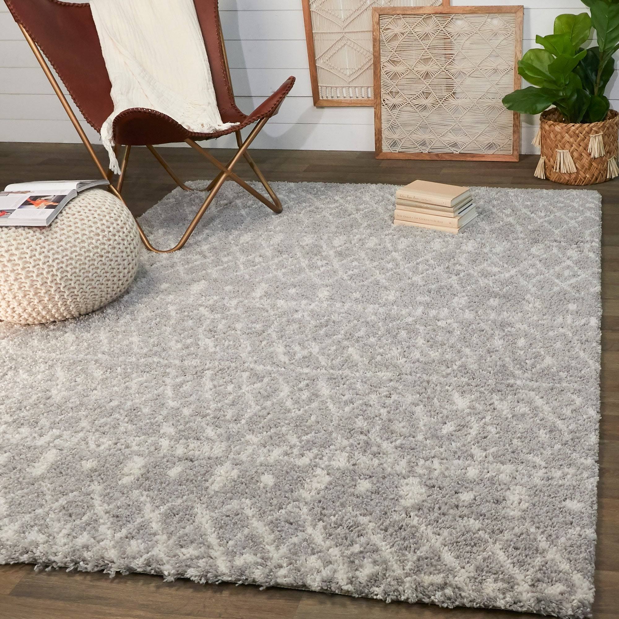 BALTA Dominic Grey/Cream 8 ft. x 10 ft. Moroccan Shag Area Rug