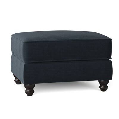 Birch Lane Huxley 31x22 Rectangle Standard Ottoman Body Fabric: Turbo Navy, Leg Color: Black Walnut