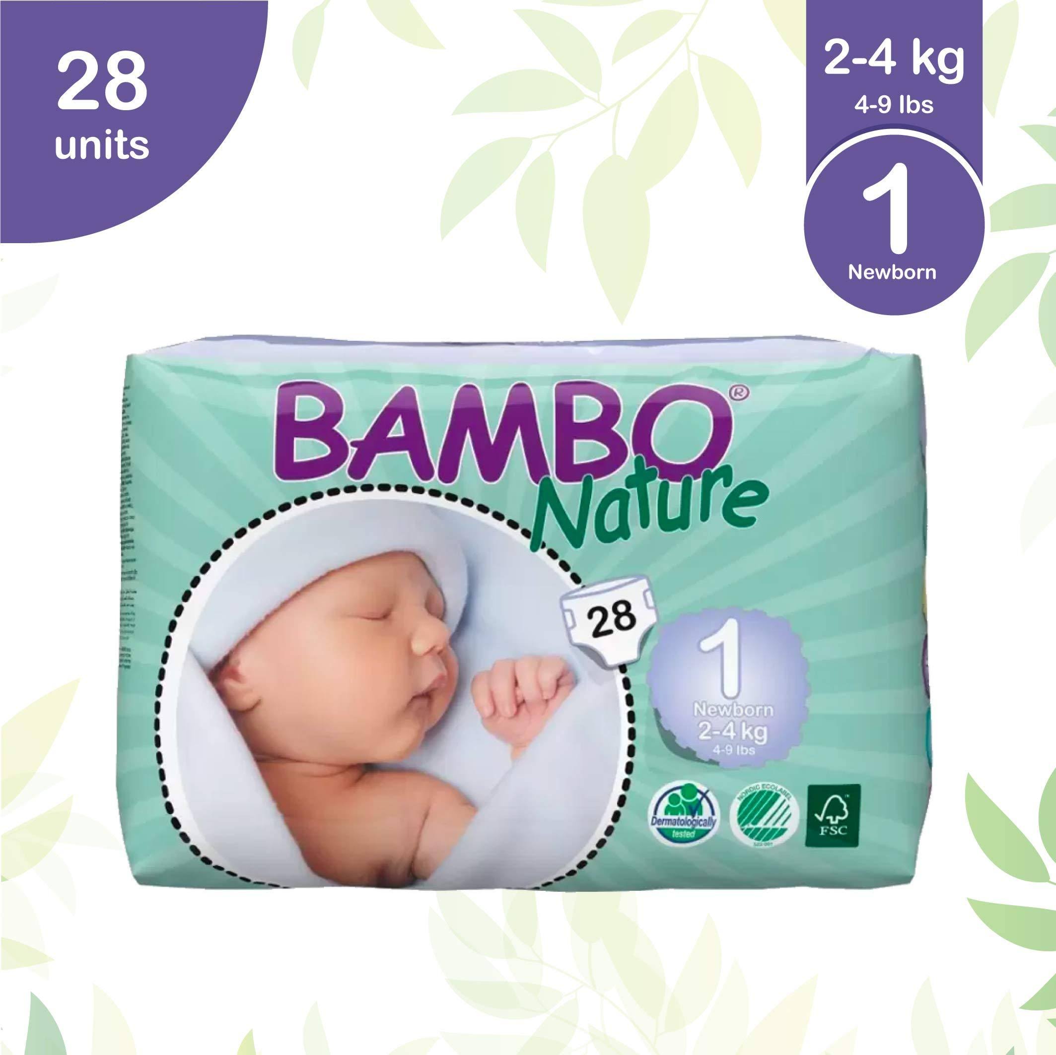 Bambo Nature Eco Friendly Baby Diapers Classic for Sensitive Skin, Size 1 (4-9 lbs), 28 Count