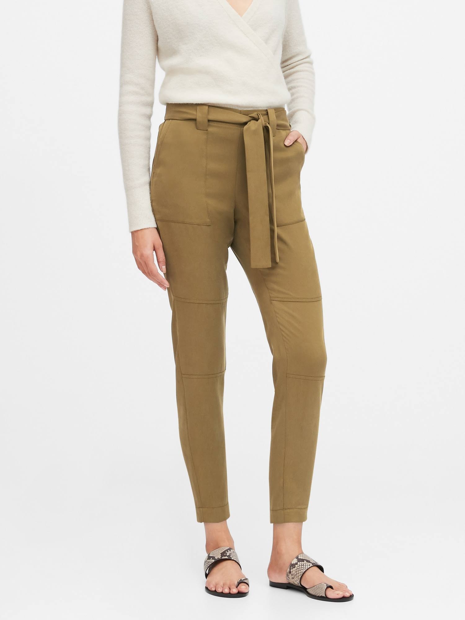 Banana Republic Women's Tencel Jogger Pant Cindered Olive Green Size XL