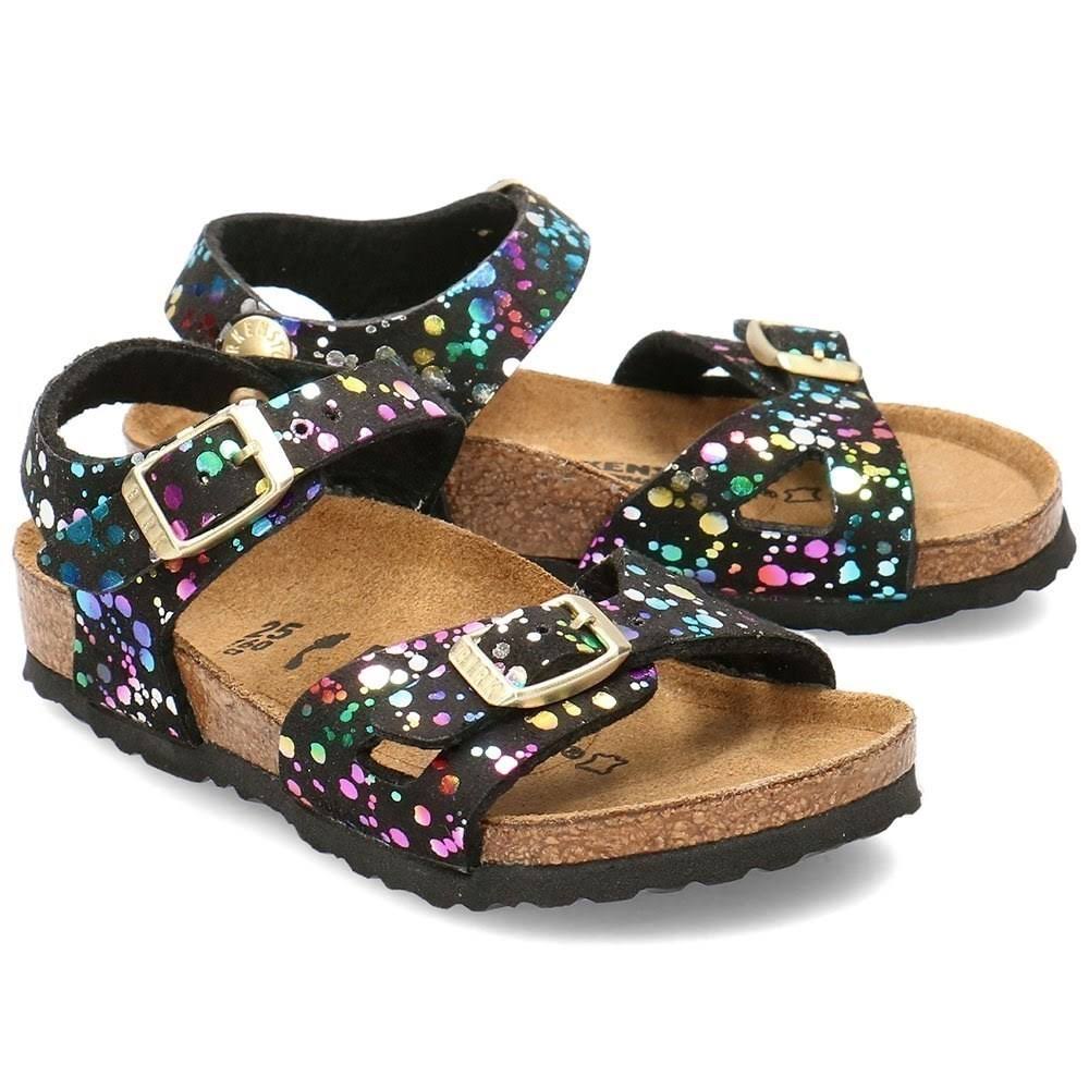 Birkenstock Rio Microfibre Narrow Kids Sandals - Confetti Black