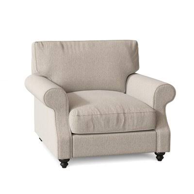 Huxley 39x22 Wide Down Cushion Armchair Birch Lane Body Fabric: Nobletex Platinum, Leg Color: Black Walnut