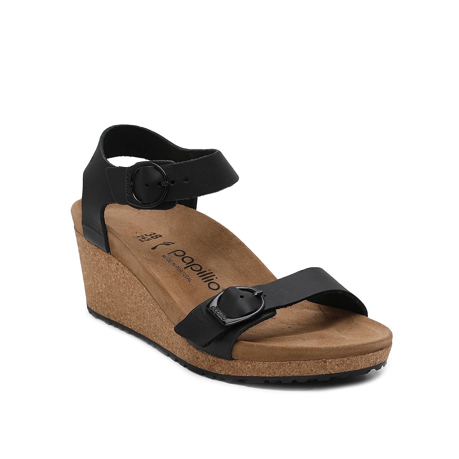 Birkenstock Women's Soley Wedge Sandals - Black Leather N / 42