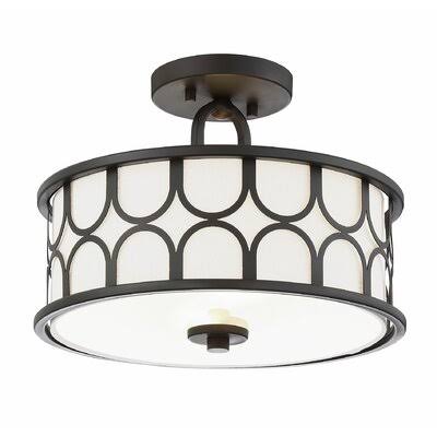 Hiran 2 - Light 13x22 Shaded Drum Semi Flush Mount NDSG5053