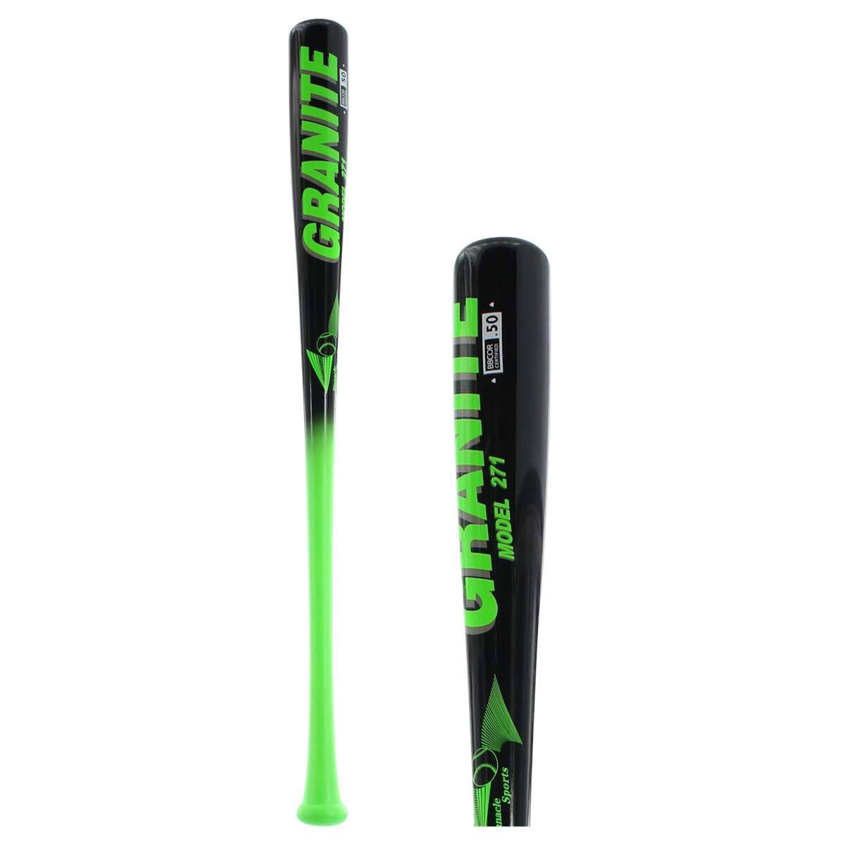 BamBooBat Granite 271 BBCOR Wood Baseball Bat: GR-271 Green / Black