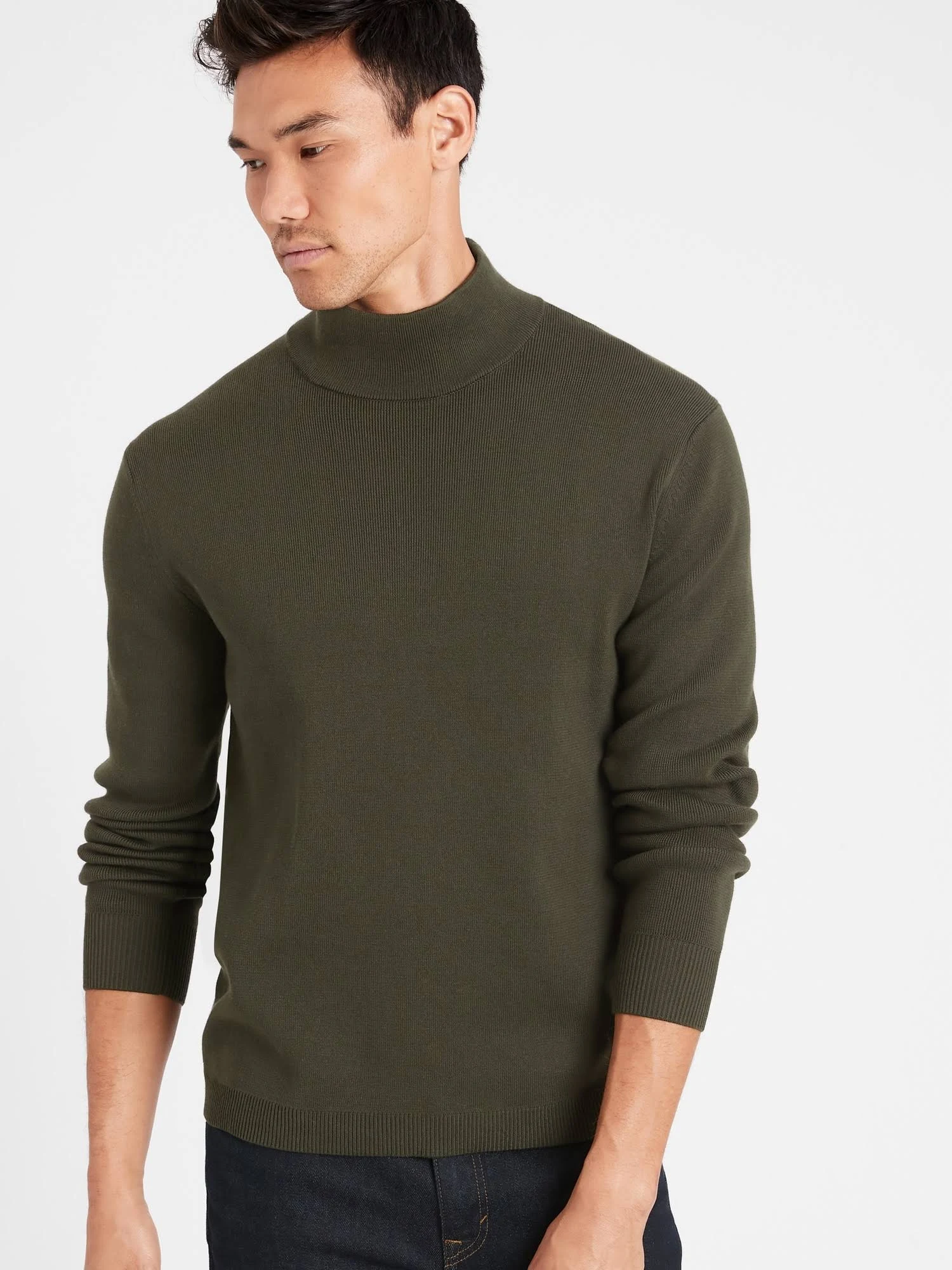 Banana Republic Men's Supima Mock-Neck Sweater So Shady Green Size XL