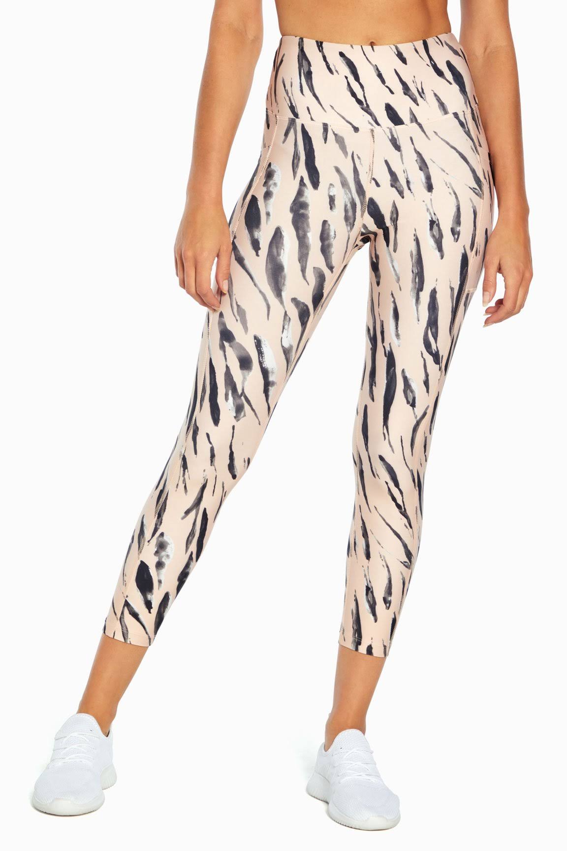 High Rise Mid Calf Capri Pocket Legging Tie Dye Clouds Lavender / S