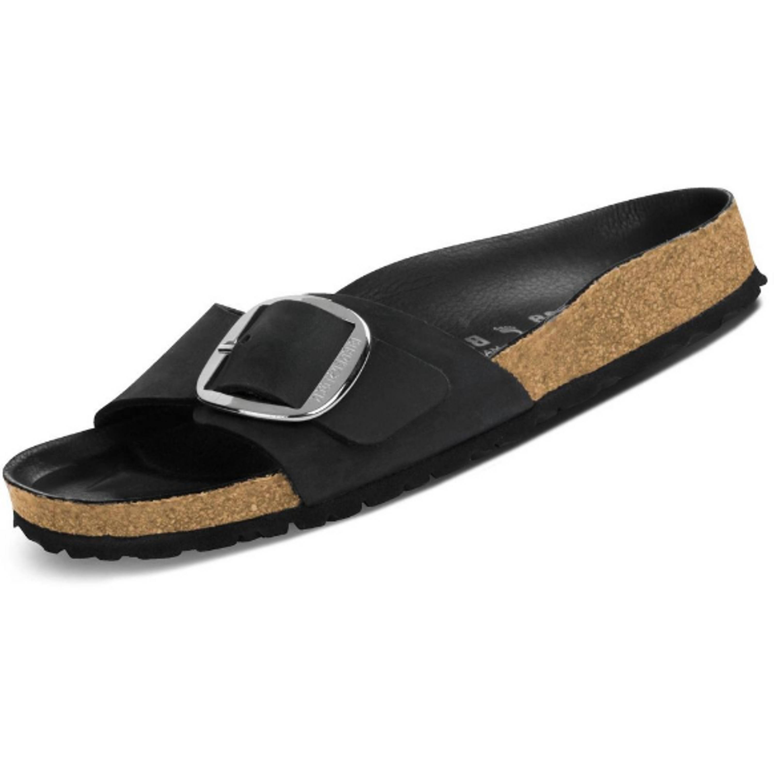 Birkenstock Madrid Big Buckle Slippers Black Leather EU 42 / norrow
