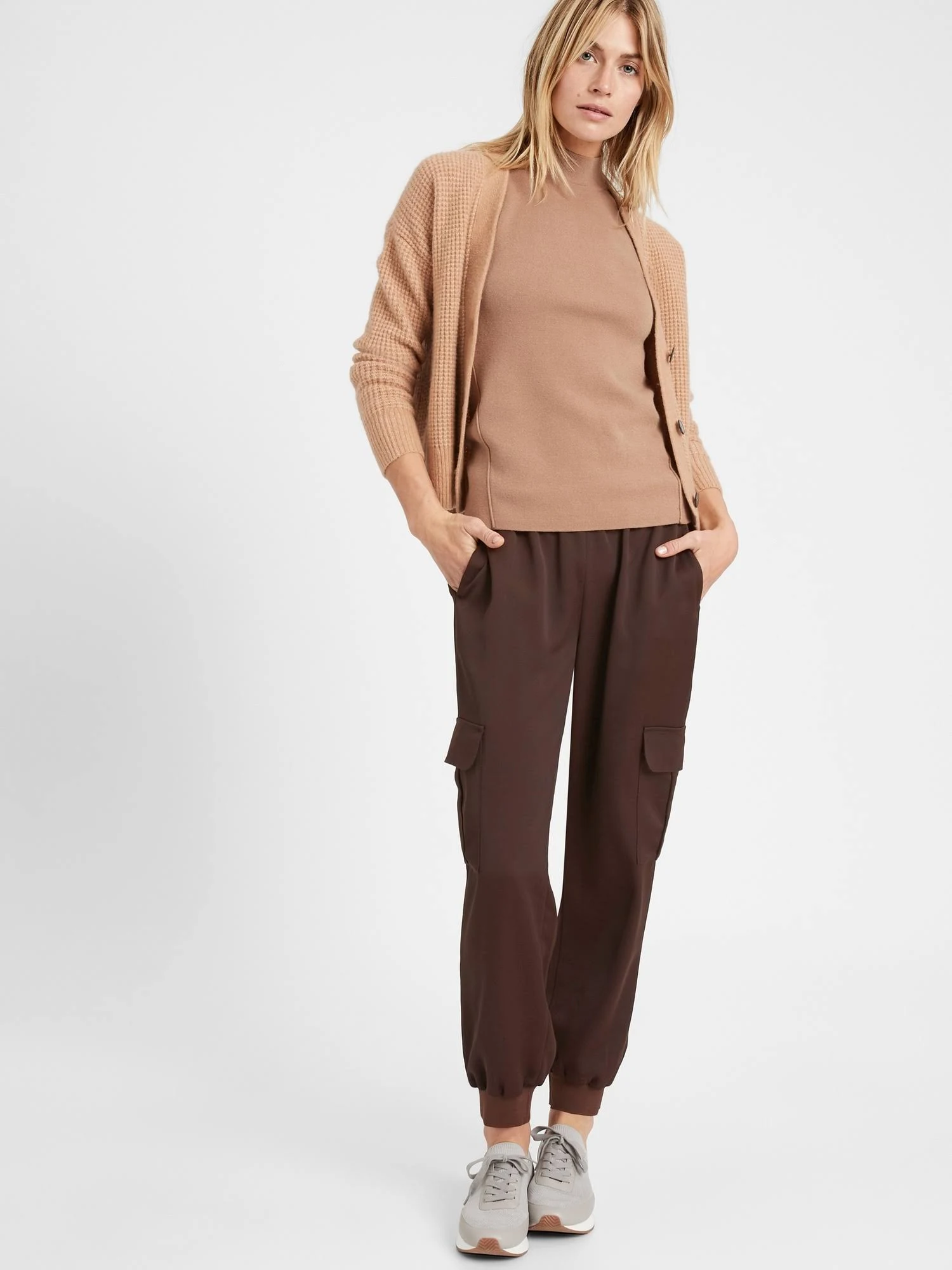 Banana Republic Women's Satin Cargo Jogger Dark Mahogany Brown Size S