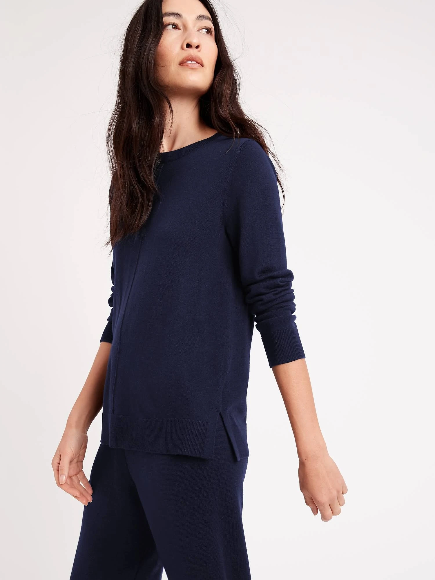 Banana Republic Women's Washable Merino Crew Sweater-Neck Sweater Dark Navy Size S