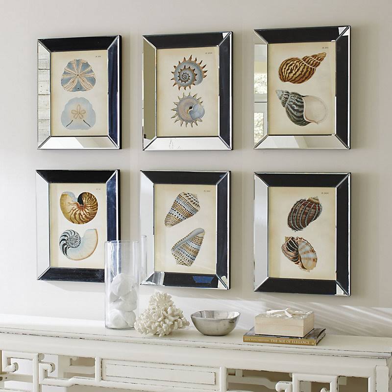 Shells in Mirror Frame Art 25x22 x 21x22 - Ballard Designs