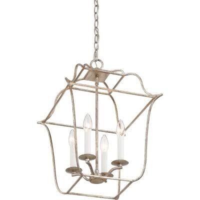 Caulksville Lantern Geometric Chandelier Birch LANE? Finish: Century Silver Leaf, Number of Lights: 4