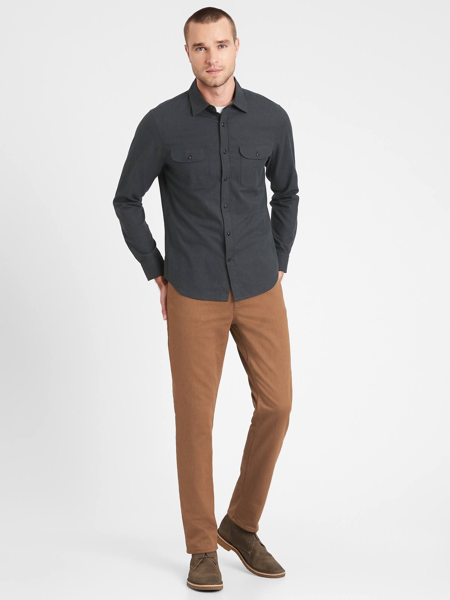 Banana Republic Men's Slim Heathered Traveler Pant Camel Size 29W 32L